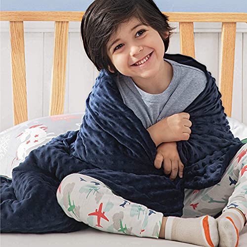 Bedsure Weighted Blanket for Kids with Removable Duvet Cover - Baby Throw Blanket 7lbs, Premium Cotton with Glass Beads 41