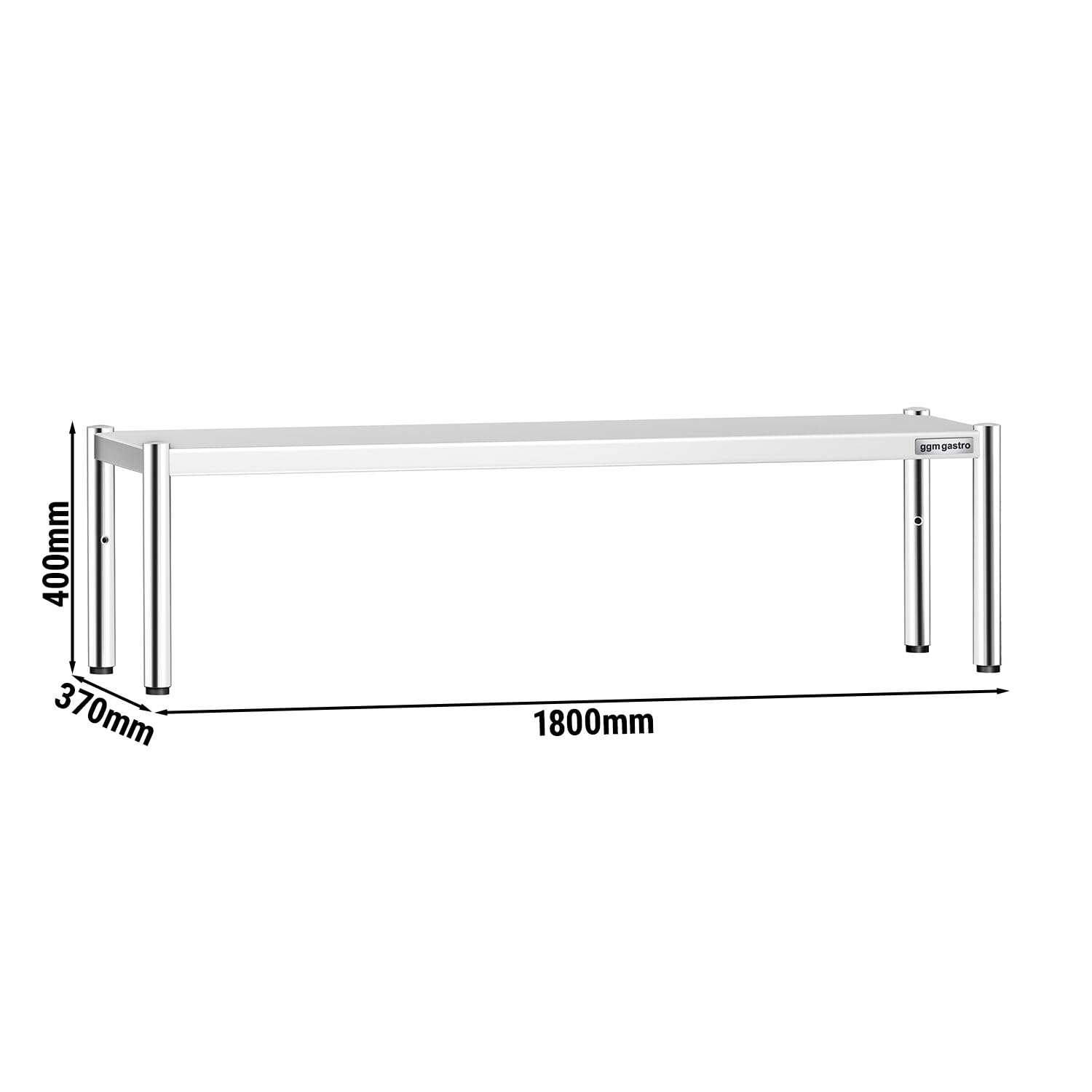 GGM Gastro | AB1K184 | Aufsatzbord Edelstahl - 1 Etage - 1800x370mm - höhenverstellbar