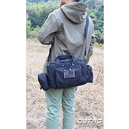 DBTAC DO MORE & BE MORE Gun Case Bag Small | Tactical 2-Pistol Bag Handgun Duffle Bag with Lockable Zipper for Shooting Range Outdoor Hunting | US Flag Patch + MOLLE Pouch + Universal Holster Included
