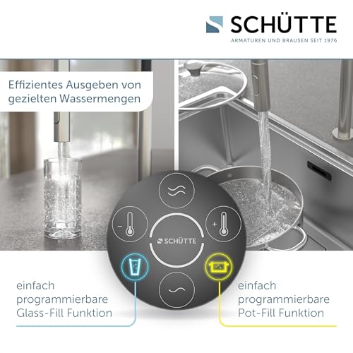 Grifo para cocina digital SCHÜTTE que soluciona la regulación de temperatura con su control 5