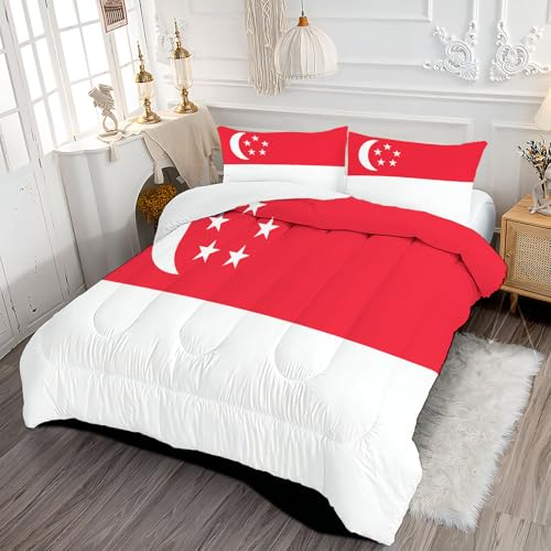 Couette 4 saisons rouge et blanc pour lit double chaleureux - 3