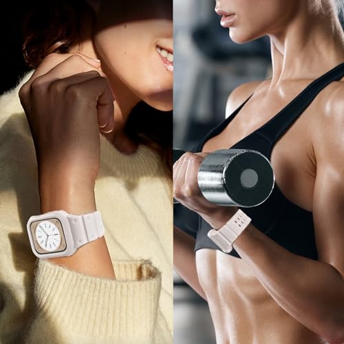 CRIS-BAND Bumper Bands Compatible with Apple Watch Band 45mm 44mm 42mm 41mm 40mm 38mm for Women Men, Water Shock-Proof Strap for iWatch Apple Watch Band with Case for Series 9 8 7 6 SE 5 4 3 2 1