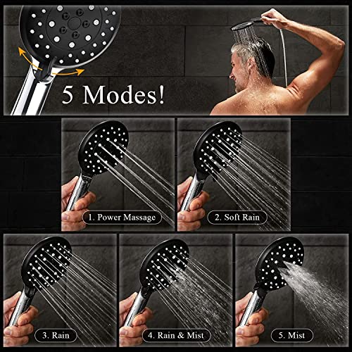 Veken Enhanced High Pressure Handheld Shower Head With Anti Clog Nozzles, Extra Long Tangle-Free Stainless Steel Hose, Premium Bracket, Tool Free Installation #TOP28