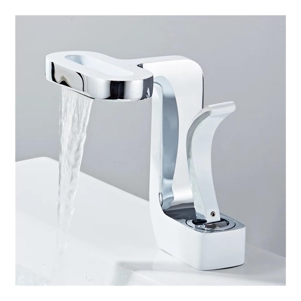 Blyqxs Chrome Waterfall Type Basin Faucet Washbasin Cold And Hot Bathroom Cabinet Brass Faucet W3046(Chrome)