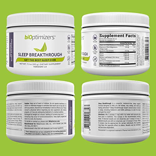 Bioptimizers Sleep Breakthrough – Natural Melatonin Free Vegan Deep Sleep Support Supplement | Calming Relief Aid With Magnesium And Zinc For Adults | Non Habit Forming | 202.5 G Powder #TOP5