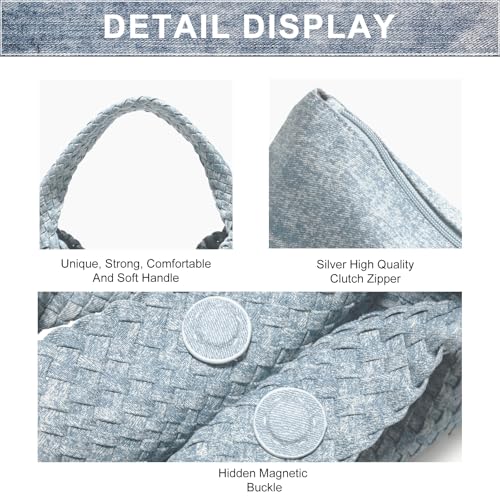 Image of Woven Bag Purses and Handbags Woven Vegan Leather Tote Shoulder Top-Handle Bag With Purses for Women
