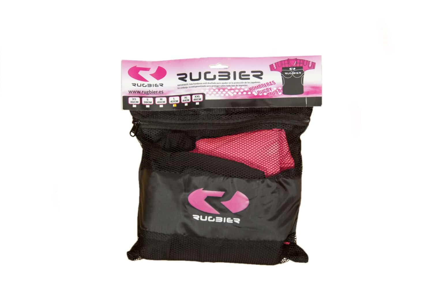 Hombrera de Rugby Profesional para Mujer - Protección de Rugby Acolchada - Categorías Femeninas – Modelo Rosa/Negro. Talla S