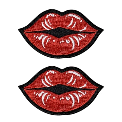 Lips Iron On Patch – Red Lip Embroidery, DIY Sew-On Patch for Jackets, Bags, Hats, and Clothing