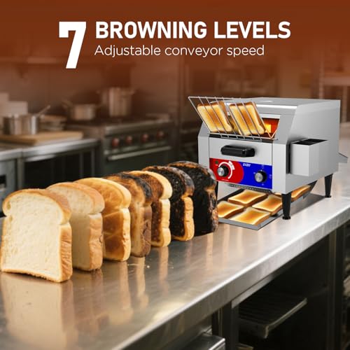 HTTSICHI Commercial Conveyor Toaster w/ 2 Slice Wide Slot, 300 Slice/hour Commercial Toaster w/ 10.1’’ Wide and 3‘’ Opening, Industrial Kitchen Cooking bagel w/Stainless Steel and Heavy Duty