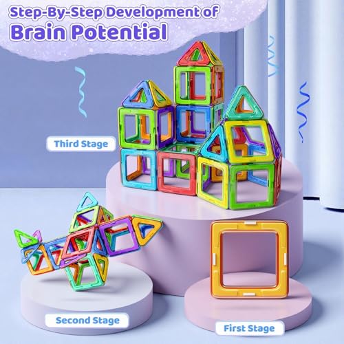 COOLJOYA Magnetische Bausteine, 40 Teile Magnetspiel STEM Magnetbausteine, Montessori Spielzeug ab 3 Jahre… – Ansicht 4