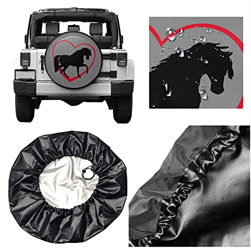 Paedto Reservewiel Covers Galloping Paard met Hart Spare Band Cover Universele Wielband Cover voor Trailer RV SUV Truck… - Image 5