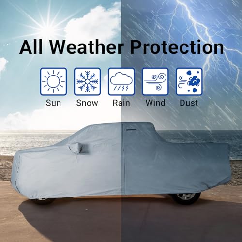 Image of iCarCover Fits 2001-2019 GMC Sierra 2500HD, 3500HD Crew Cab, 8.1 ft. Long Bed w /Trailer Mirror Pocket Truck Cover Automobiles Form-Fit Padded Full Exterior Waterproof Automobiles Protection Covers