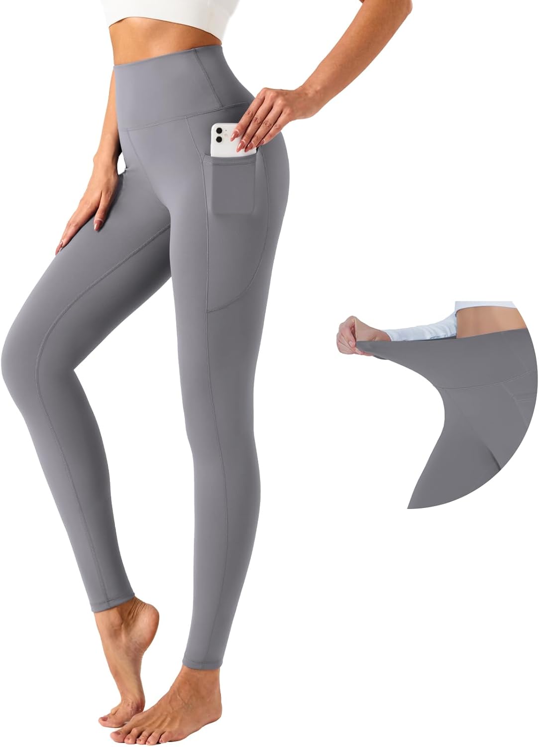 UNACOO Yoga Pants for Women High Waisted Tummy Control Yoga Pants with Pockets Elasticity Yoga Legging