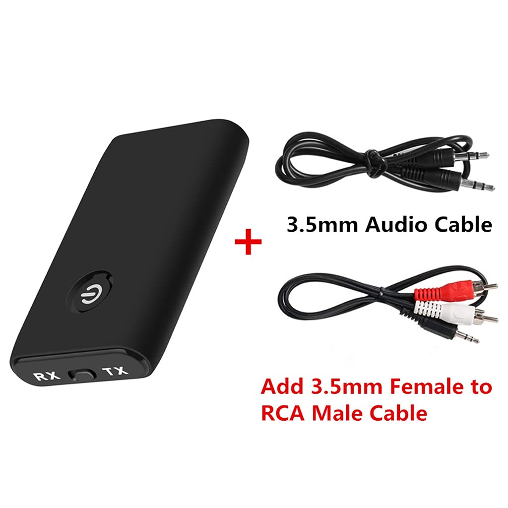 5.0 Ricevitore audio APTX 3,5 mm AUX 3.5 Jack adattatore Dongle per TV PC Car Headphone Speaker,One Color-With RCA Cable
