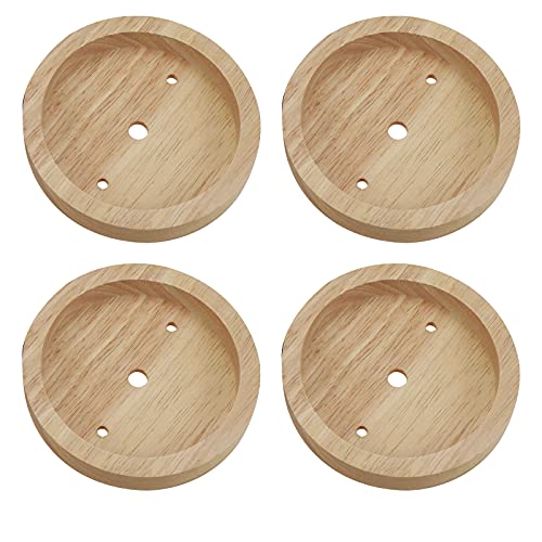 Quluxe 4-3/4 Inches Wodden Light Canopy Kit, Vintage Chandelier Ceiling Plate, Retro Pendant Light Canopy Kit for Pendant Light or Chandelier (Pack of 4)