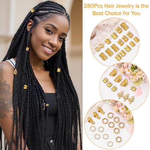 290 accesorios para cabello metálicos para trenzas dorados miniatura 3
