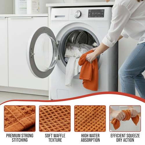 Image of Ameri-Homes 100% Cotton Waffle Weave Kitchen Dish Cloths 6-Pack- Ultra Absorbent & Quick Dry Cleaning Towels for Dishes, Counters & Kitchen Use - Soft, Durable & Lint-Free13.50 X 13.50 inches (Red)