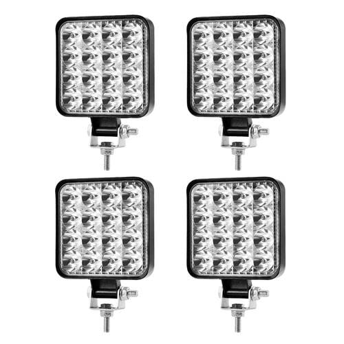 Viugreum 48W Faros Led Tractor, Faro Trabajo LED Focos de Coche Square (Blanco frío 6500k) 12-24V D4mini IP67 Impermeable, Off-road Foco de Trabajo LED para ATV SUV MotoTractor(4 piezas) Cover