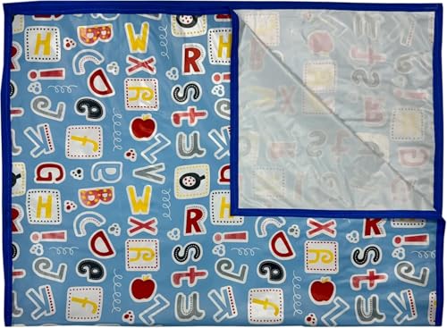 Image of Waterproof PVC Plastic Mattress Protector Double Bed Flat Bedsheet with Elastic for Babies Girls & Boys (Blue Printed)