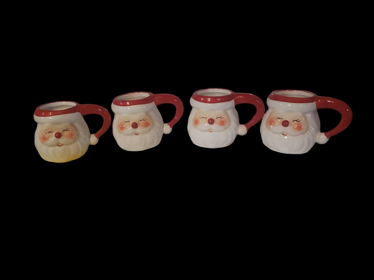 Set of 4 Ceramic Christmas Theme Santa Espresso Set