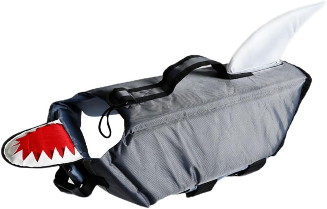 TEHAUX Dog Swimming Vest Shark Design Reflective Floatation Preserver Pet Life Jacket XL for Outdoor Training and Boating