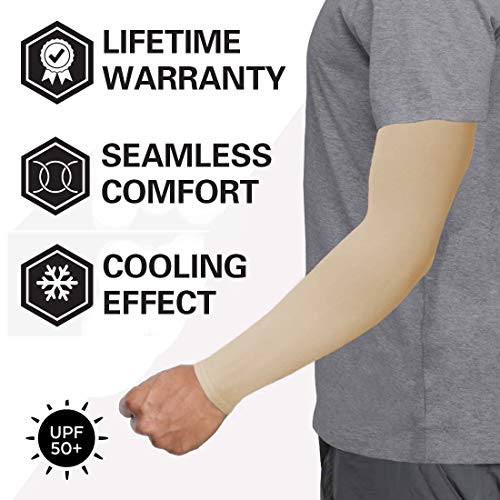 Arm Sleeves For Men And Women, Sleeves To Cover Arms For Men And Women, Gaming Sleeve, Uv Protection Cooling Arm Sleeves, 4-Pairs Anti-Slip Compression Sun Sleeves For Cycling Outdoor Sports Beige #TOP3