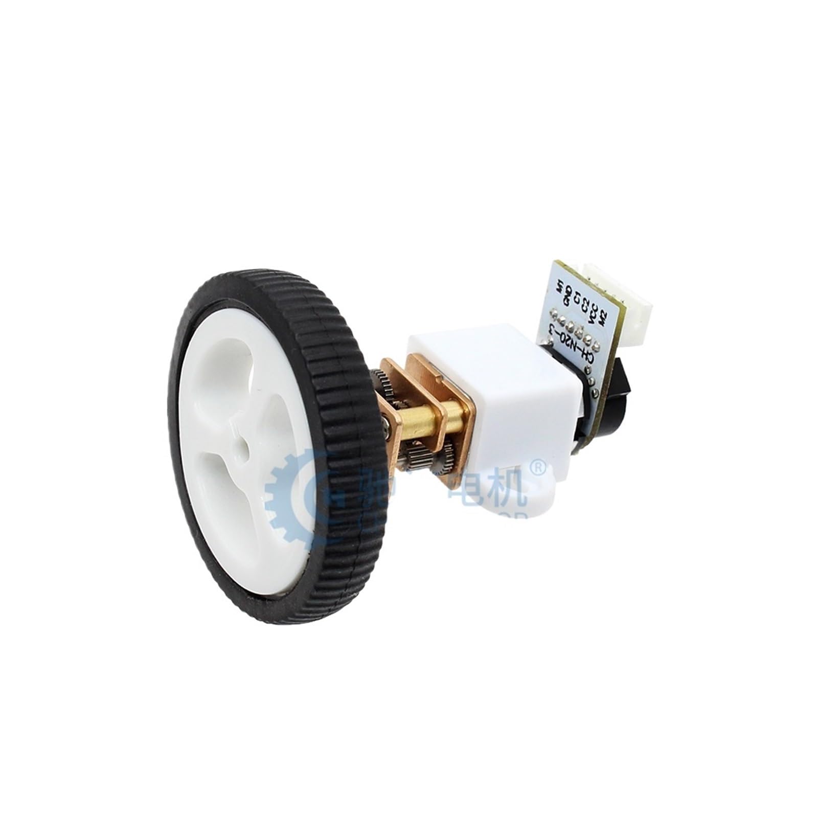 Moteur miniature de mini-voiture connecté à son kit roue 34mm