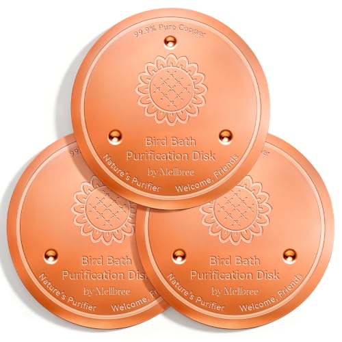 Image of Mellbree 3-Pack Bird Bath Copper Disc, 0.6mm Reinforced 99.99% Pure Copper Cleaning Disk with Triple-Point Support for Physical Safe Clean Water All-Season (Sunflower)