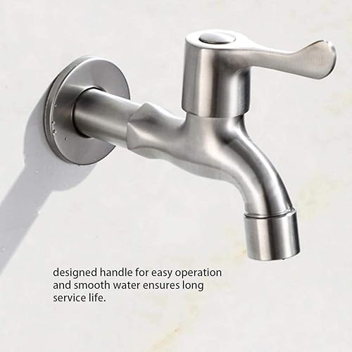 Miniatura 3 de Fdit Práctico hogar G1/2in acero inoxidable grifo de agua lavadora lavabo lavabo solo grifo frío grifo de agua baño