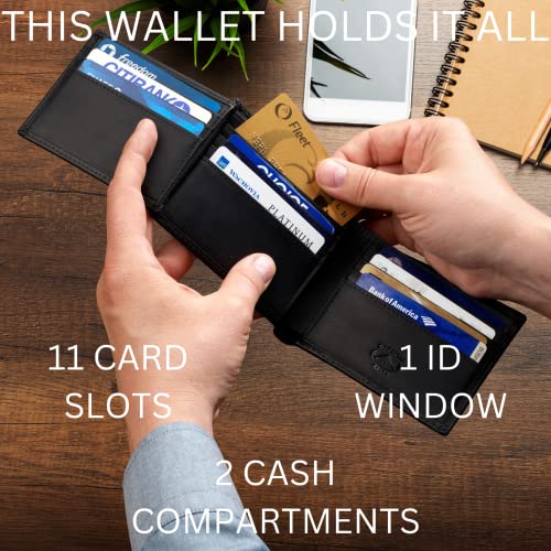 Stealth Mode Men's Trifold Rfid Wallet - 11 Card Slots, Id Holder (Brown) #TOP6