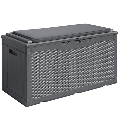 Image of Devoko 100 Gallon Resin Waterproof Outdoor Storage Box with Cushion
