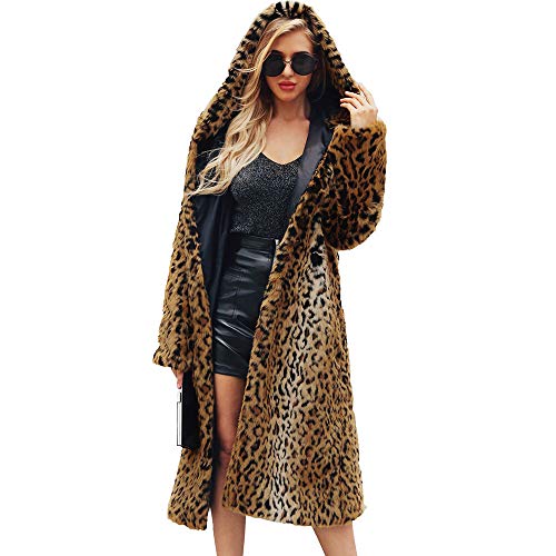 OverDose mujer SeñOras CáLidas De Piel SintéTica Chaqueta De Abrigo con Cuello De Invierno SóLido Leopardo Parka con Capucha Prendas De Abrigo Parka De Invierno Desgastar