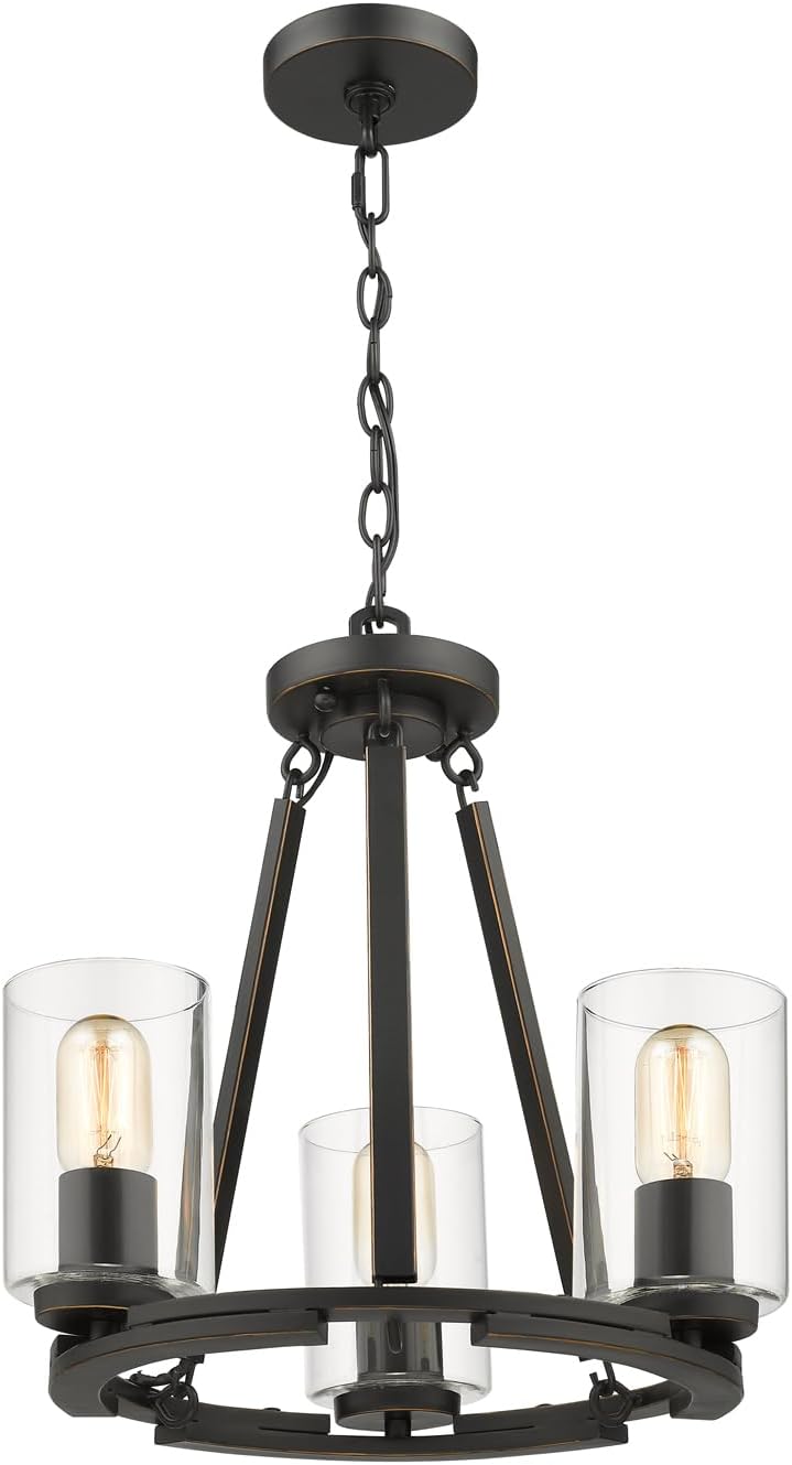 Golden Lighting Monroe 3-Light Chandelier in Matte Black