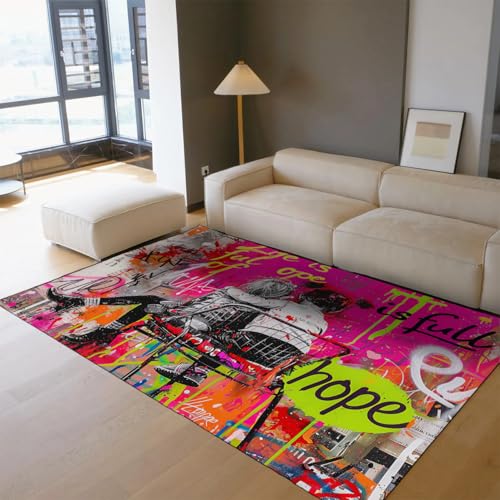 Tapis graffiti lavable en machine moderne et antidérapant