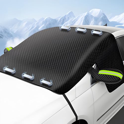 BIVIPO Windshield Cover for Ice and Snow - for Audi Q7 2019-2024, Windscreen Cover with Wing Mirror Covers - Snow Ice Frost Sun UV Dust Water Resistent