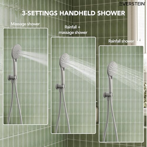 Sistema de ducha Rainfall con rociador de mano, conjunto de grifería para baño de pared de alta presión de 9" con caño para bañera, acabado níquel cepillado miniatura 7