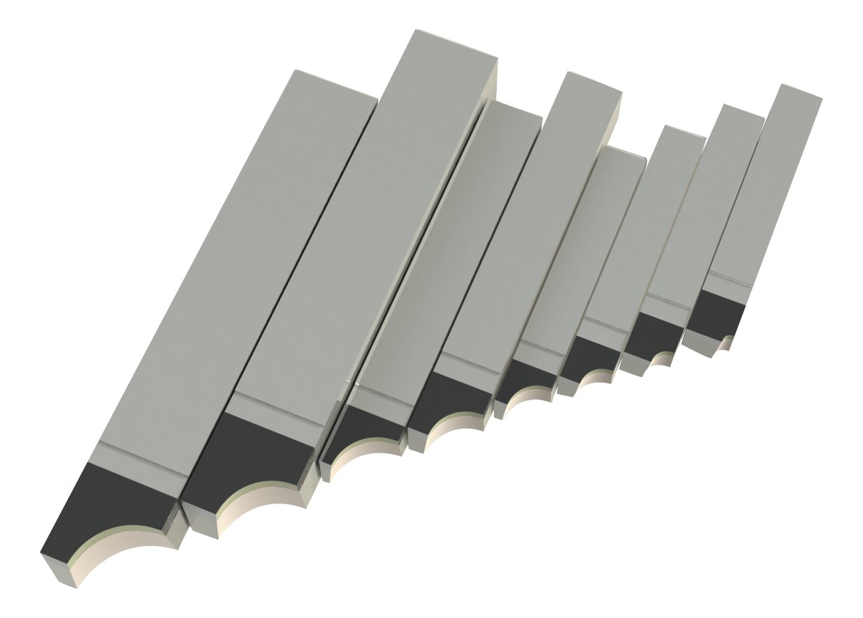 Micro 100 RAD-23 Brazed - Forming Tools - 90° Radius Concave - RAD Style - Right Hand - 8 Piece Set
