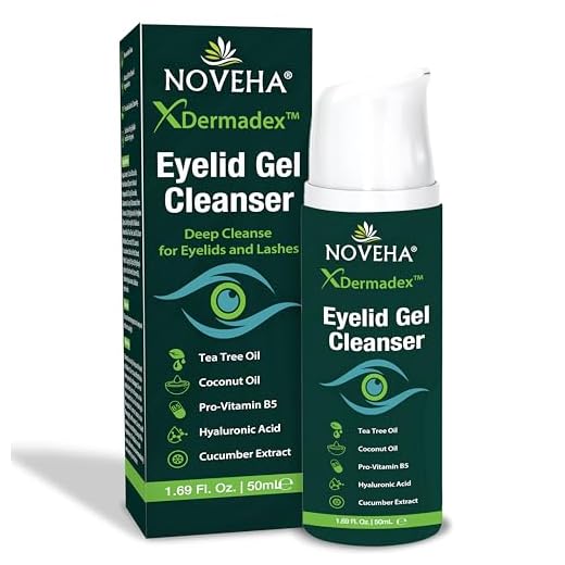NOVEHA Demodex Gel Limpiador Extra Fuerte para Párpados - para Demodex, Mgd y Ojo Seco Con Pro-Vitamina B5, Aceite de Árbol de Té, y Ácido Hialurónico - Limpieza Suave, Alivia La Picazón Del Párpado -
