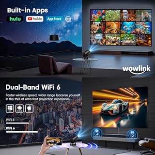 [Apps integrate & 2026 Upgraded] Mini Proiettore con WiFi 6 Bluetooth 5.4 Support 4K 1080P Auto Keystone Rotabile 180° Proiettore Portatile Compatibile con HDMI/TV Stick/Memory Stick/Laptop, Nero