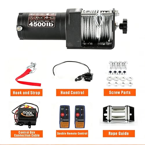 Winche eléctrico impermeable 4500 lbs, 12V DC con control remoto miniatura 2