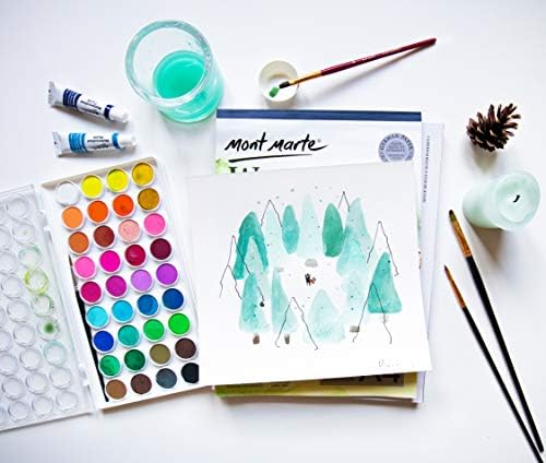 MONT MARTE Watercolour Paint Set  36 brilliant Colours  High pigmentation  Including Paint Brush  Ideal for Watercolour Painting
