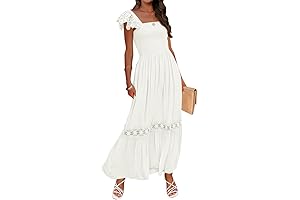 Summery Flow: White Lace Flowy Maxi Dress