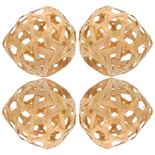 TOYANDONA Pantallas Colgantes Tejidas de Bambú Natural Faroles Hexagonales Pequeños Hechos a Mano 4 Piezas para Decoración Rústica Dormitorio Sala y Restaurante