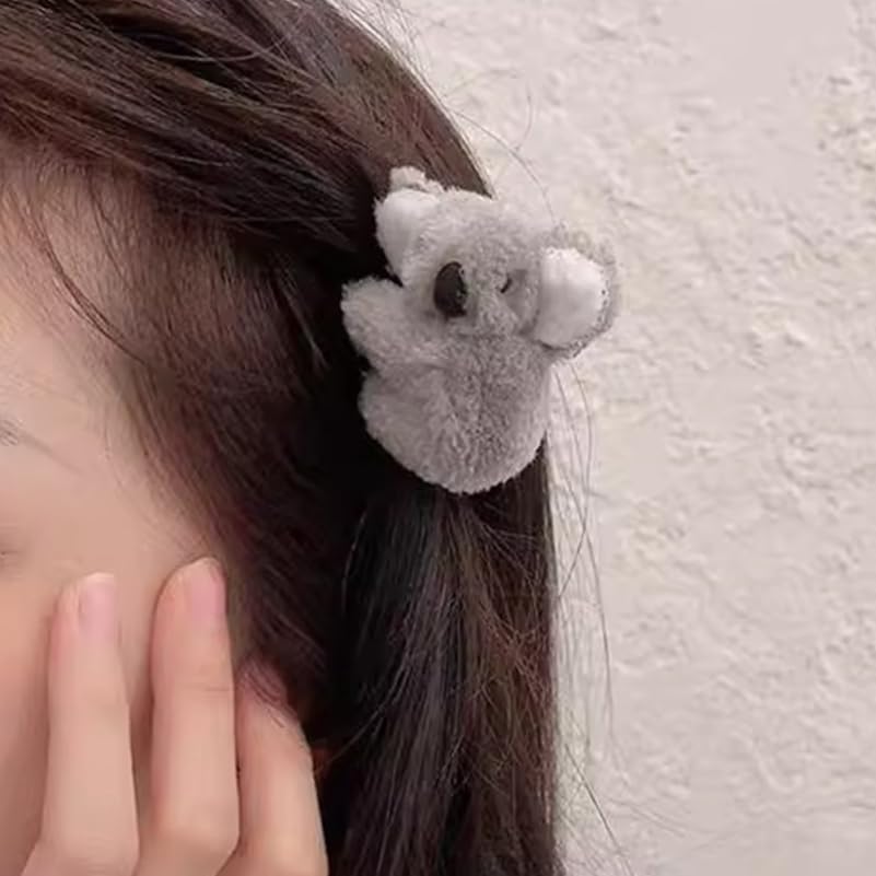Beaupretty 4 piece Koala Hair Clips Cute Fuzzy Claw Clips for Girls Cartoon Animal Hair Accessories for Thick or Thin Secure Grip for Daily Wear Parties and Travel image 4