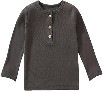 Toddler Boys Henley Shirts Boys Long Sleeve Shirts Cotton Tee with Button