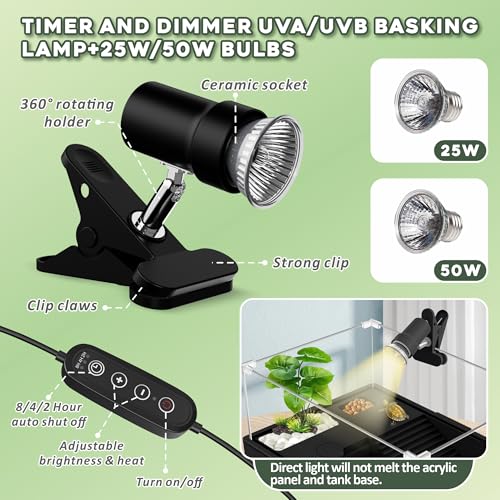 Image of GOZILLA Small Turtle Tank Kit+Water Pump+Lamp, Acrylic Turtle Tank Starter Kit with Adjustable 5W Water Pump and Timing /Dimming Lamp, Multi-Functional Area for Small Turtles(Black Kit).