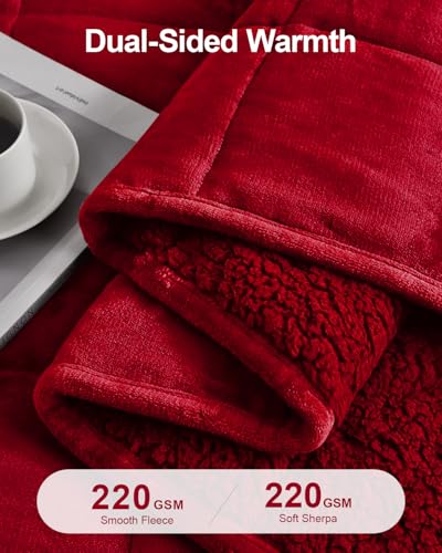 Super Fuzzy Soft Sherpa Fleece Weighted Blanket, 20 lbs Dual Sided Fluffy Heavy Weighted Blankets for Adults - No Bunching with Double Layers of Soft Inner Lining (60"x 80", 20 Pounds)