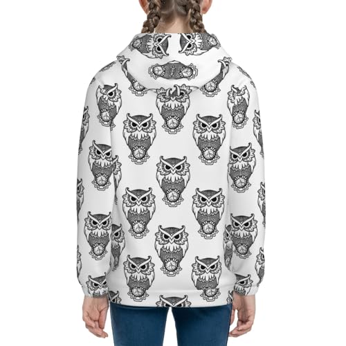 Cute Cartoon Owl Kids Pullover Hoodies Boys Sweatshirts Girls Athletic Clothes with Pocket4