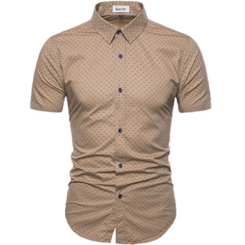 MUSE FATH Men's Printed Dress Shirt-Cotton Casual Short Sleeve Regular Fit Shirt