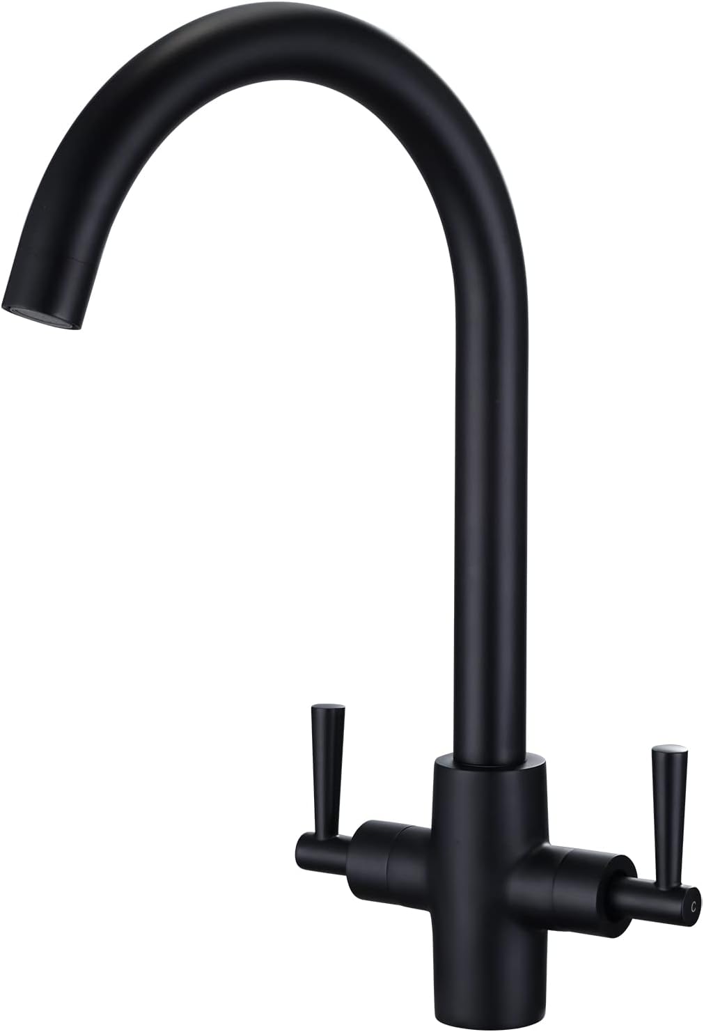 Matt Black Kitchen Taps Dual Lever Monobloc Kitchen Sink Tap Mixer 360